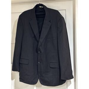 PRONTO UOMO PLATINUM Men's Solid Black Wool Modern-Fit Two-Button Blazer SZ 41R